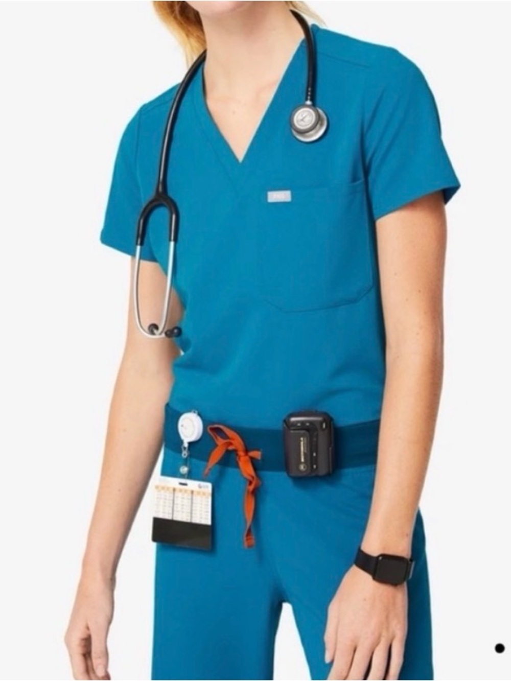 Figs Catarina Scrub Top alps blue size small S